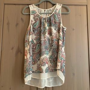 DR2 flowy pastels paisley tank top, sz L